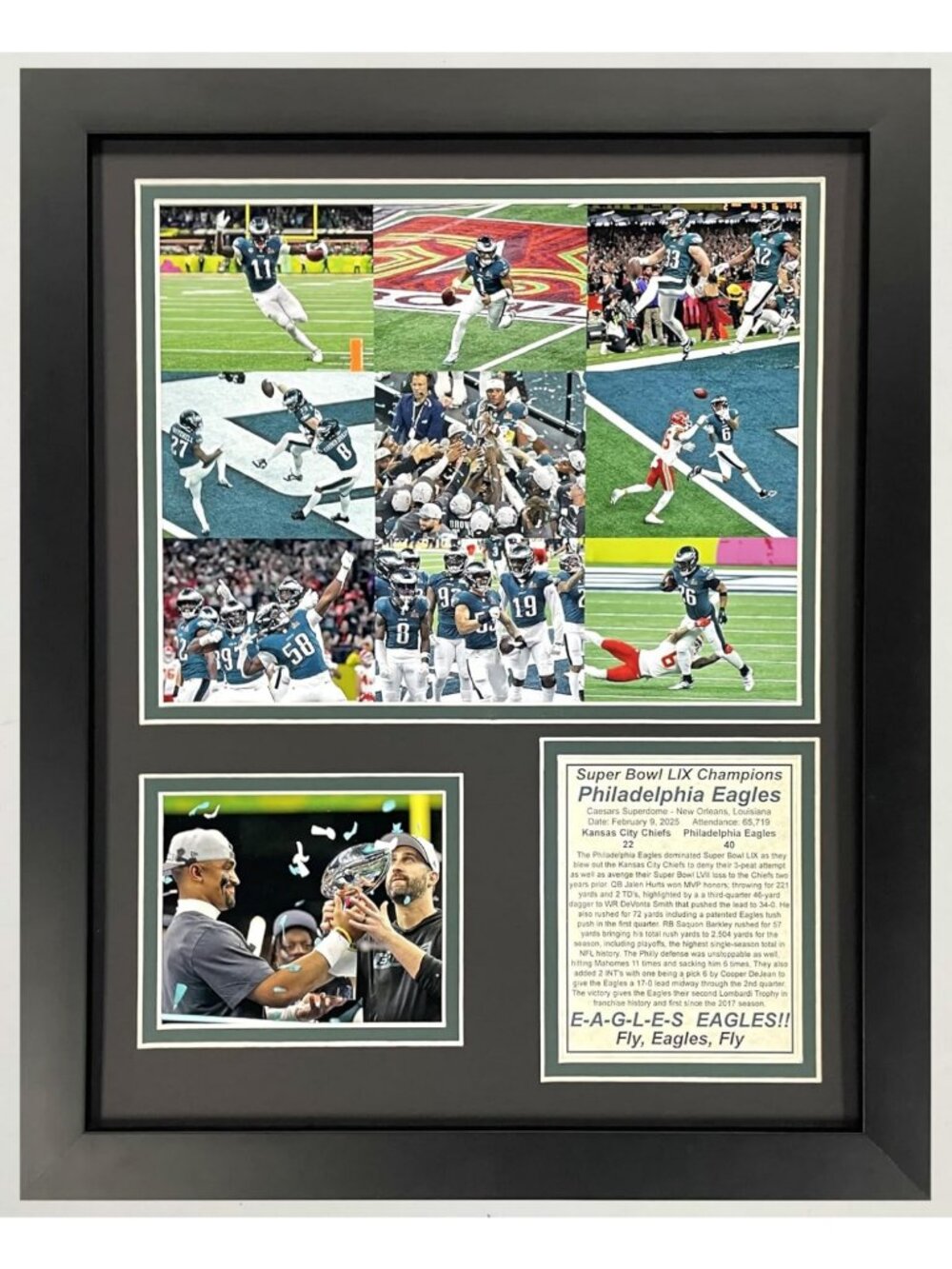 2024 Super Bowl Champions Framed Collage | Philadelphia Football Memorabilia